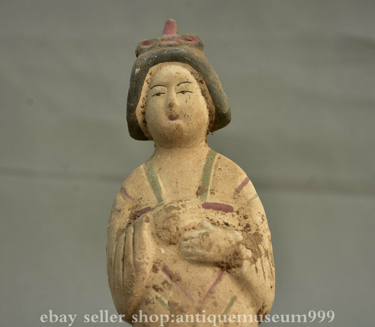 8.6" Old Chinese palace Tang SanCai pottery porcelain beautiful girl