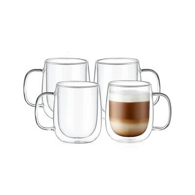 CNGLASS Large Double Wall Glass Coffee Mug 15.2oz,Clear Insulated G... Fast Ship