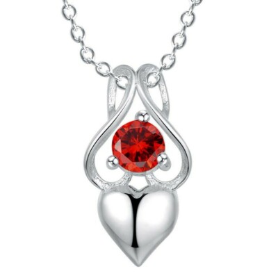 Silber Anhänger ''A Big Ruby for my Heart'' & seine Kette - ca. aus Frankreich sofort
