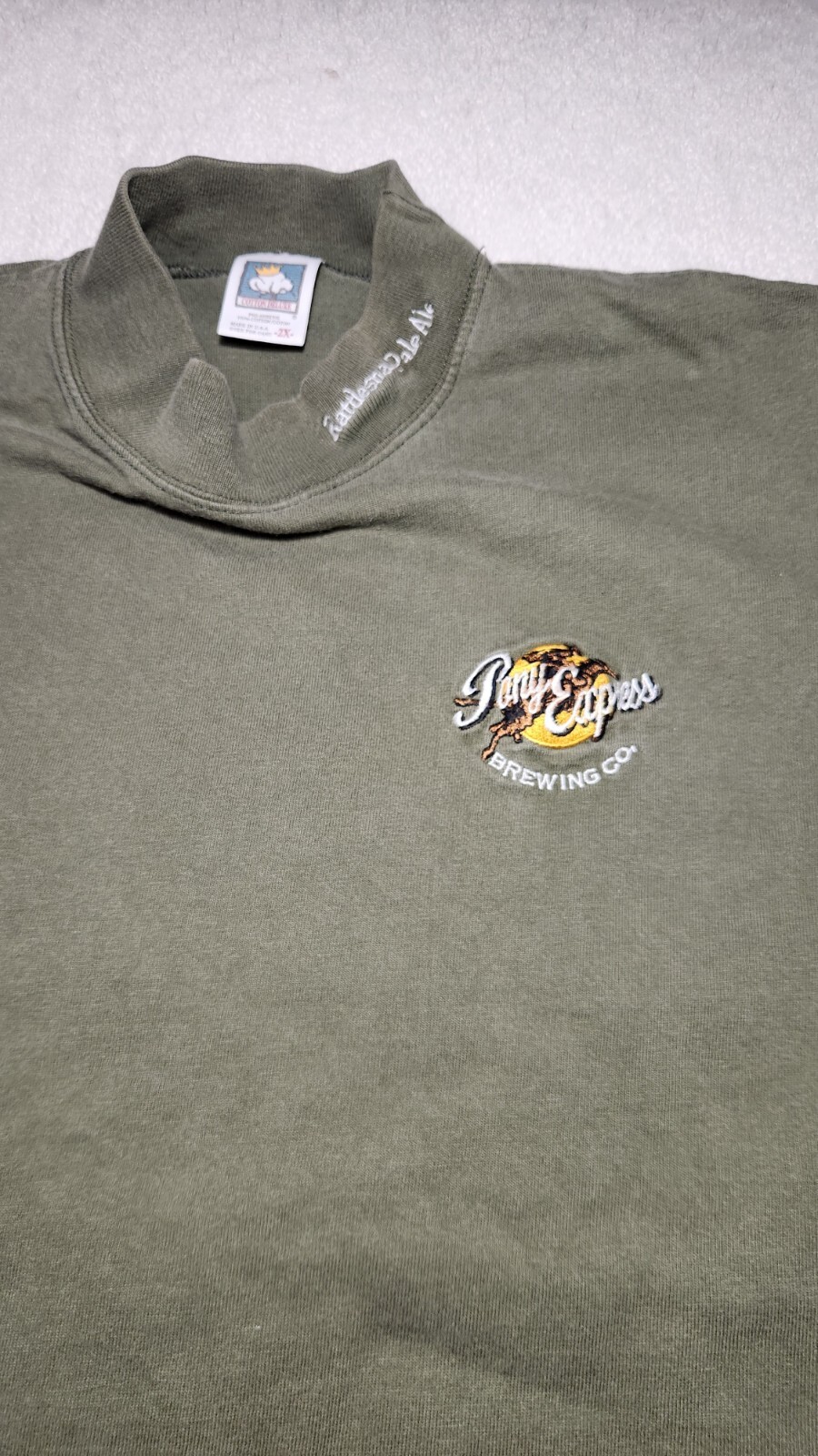 Camicia vintage Pony Express Brewing Co Kansas manica lunga girocollo serpente a sonagli