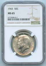 USA Etats-Unis Half Dollar argent J.F Kennedy 1965 NGC MS 65 n°2