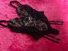 ANN SUMMERS UNDERWIRED BLACK BODY SUSPENDER "CECELIA"  SIZE SMALL D-E  NWT
