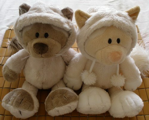 nice plush toy couple Snow civet Leopard cat stuffed doll lover cap kitten gift - Bild 4 von 7
