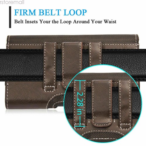 Large Real Leather Blet Clip Pouch Case Cover Phone Holster For iPhone Universal - Picture 6 of 20