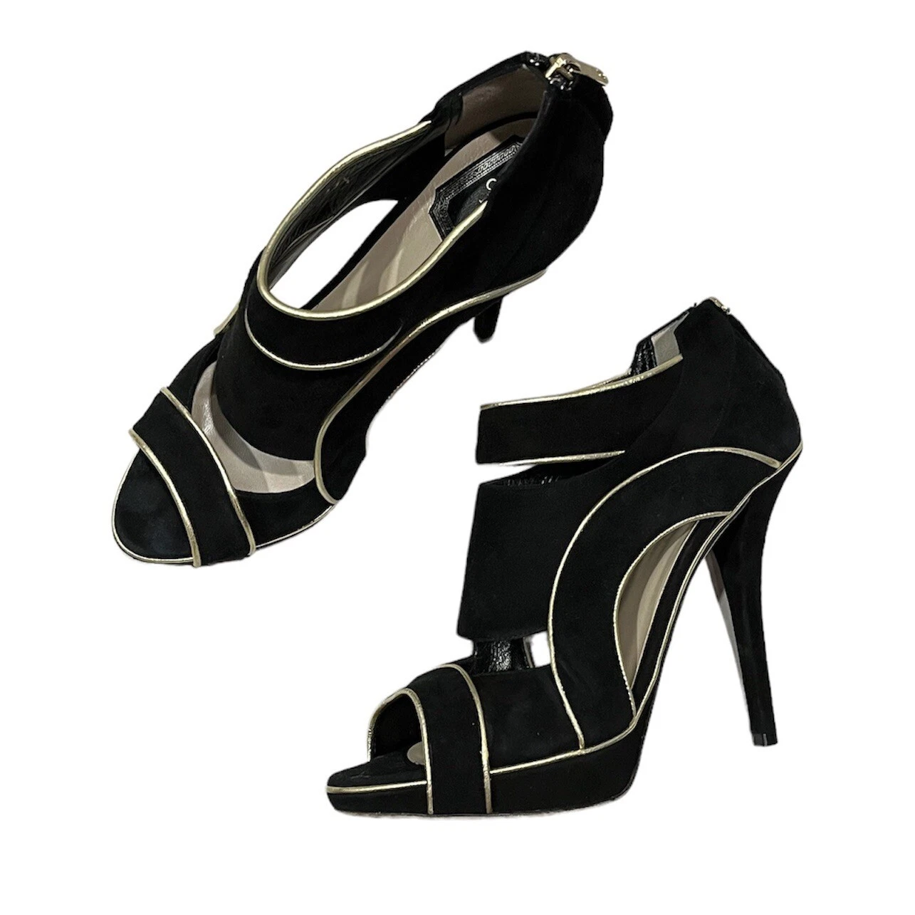 Sandales femme Christian Dior en daim découpé Wave taille 39,5 noir sexy chic