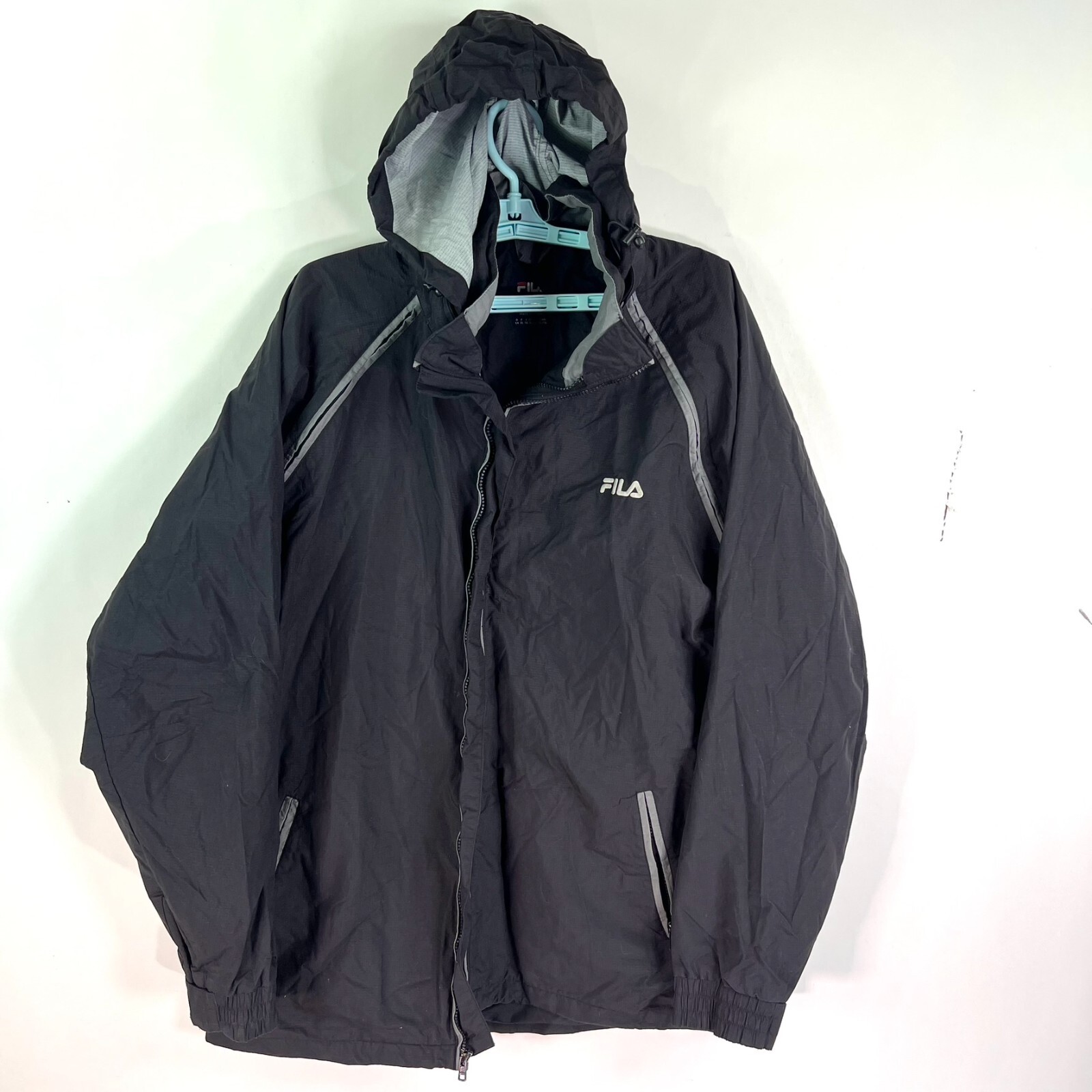 FILA Maniche Rimovibili e Cappuccio Nascosto Da Uomo TAGLIA XL Nero Zipp Up