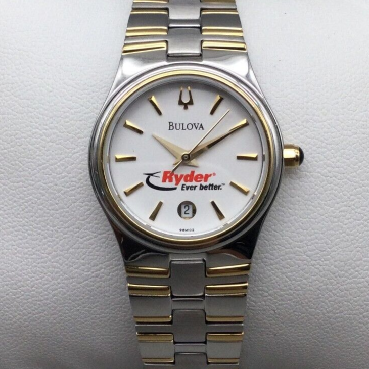 Bulova Watch Women 26mm Silver Gold Two Tone Date 98M102