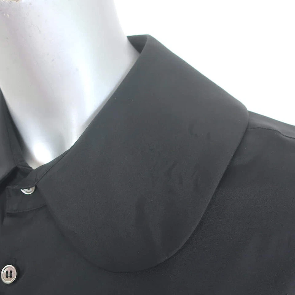 Camisa Comme des Garcons Cuello Peter Pan Negra Cupro Talla Pequeña Manga Larga Top Foto 3 de 4