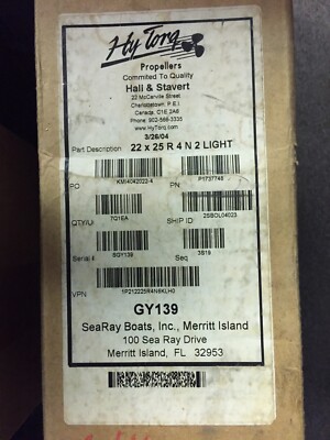 New Hy Torq Prop 4 Blade Nibral 22 x 25 x 2 Propeller RH Inboard Sea Ray