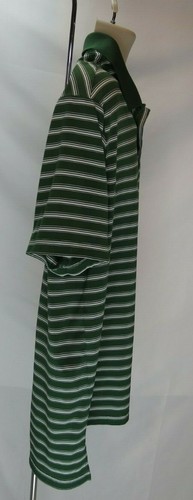 Mens Adidas Climalite Golf Polo Sz L Green White Strip 3 Button Short Sleeve GUC - Picture 3 of 9