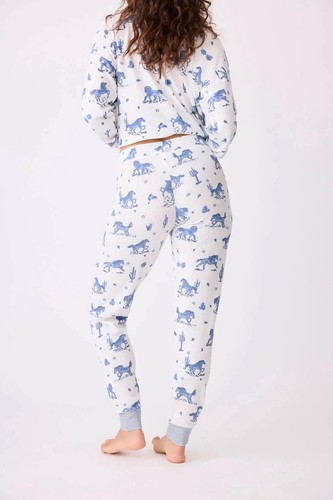 Pj Salvage Desert Daze Pants Blue Wild Horse Azul Jogger Legging Pajama XL - Picture 5 of 6