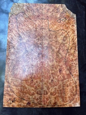 CAMPHOR BURL Bookmatched Gitarre Drop Top Set 553 x 388 x 6 mm JM3