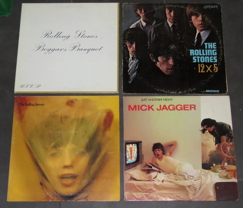 Lot of 4 Rolling Stones LPs Beggars Banquet, 12x5 Mono, Goats Head Soup, Jagger