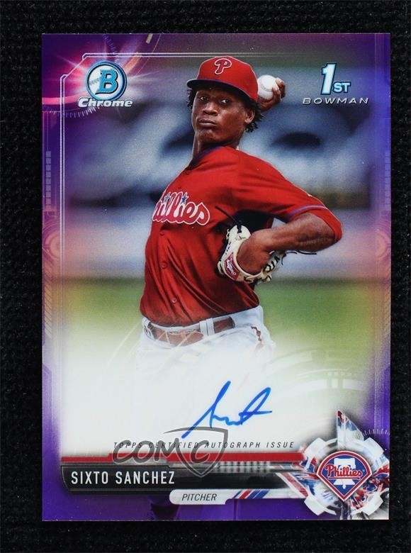 2017 Bowman Chrome Prospect Purple Refractor /250 Sixto Sanchez #CPA-SS Auto 2s6