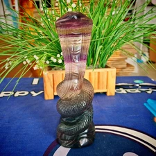 2.53LB Natural Crystal Fluorite-carved snake head
