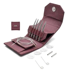 Lykke ::3.5" Flight Interchangeable Needle Mini Set:: Maroon Fabric Case