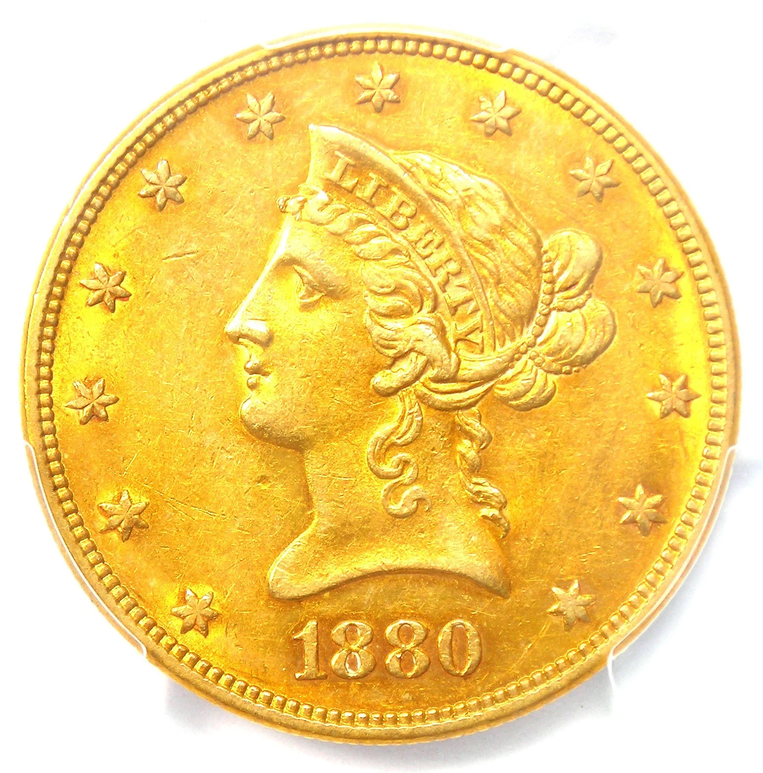 1880-O Liberty Gold Eagle $10 New Orleans Coin - PCGS AU58 - $11,000 PCGS Value