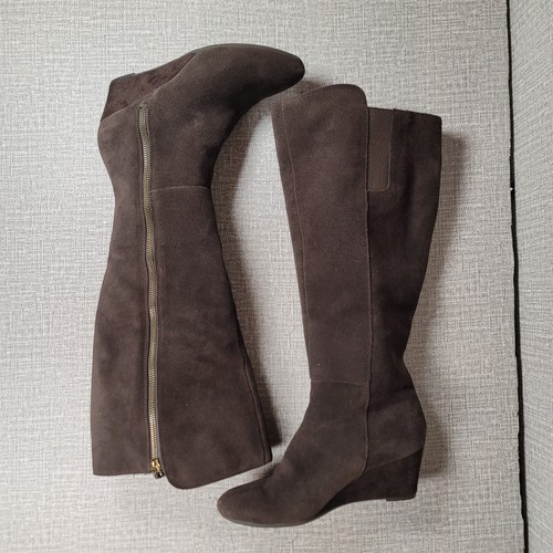 Anne Klein iflex Women's Alanna Wedge Boots Brown Suede Size 6 Wide Calf - Picture 2 of 6