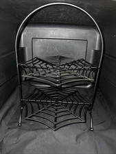 Halloween Haunted Heraldry Wire 2-Tier Plate Rack-Spider Web Design H5