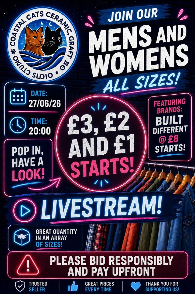 £1 STARTS* MENS AND WOMENS CLOTHING LIVESTREAM (27/06/26)