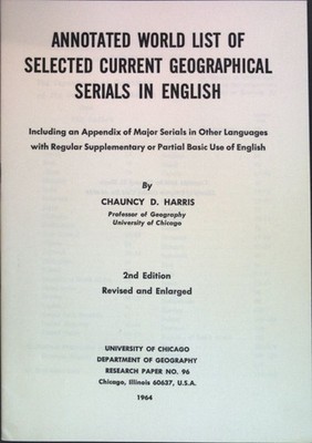Annotated World List of selected current Geographical Serials in English; Harris