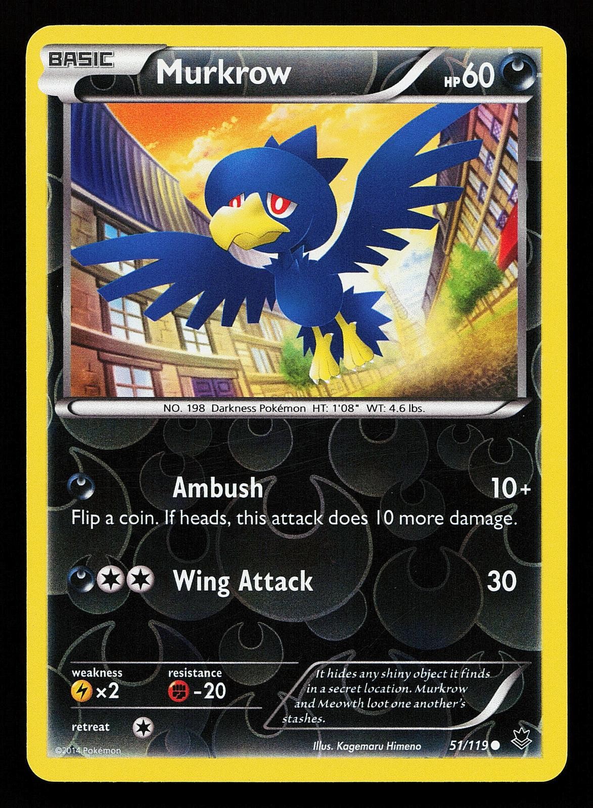 Murkrow 51/119 Reverse Holo Common Phantom Forces Pokemon Card