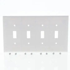 Cooper 2054W White 4-Gang Toggle Switch Mid-Size Cover Thermoset Wallplate