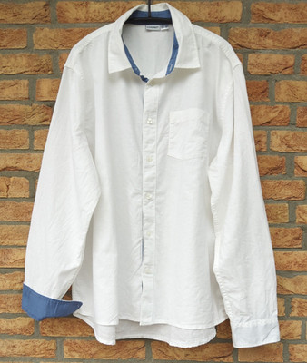 Herren Hemd von LIVERGY in Gr. XL ( 43/44 ) Langarm Weiß Leinen- Cotton Neuw.
