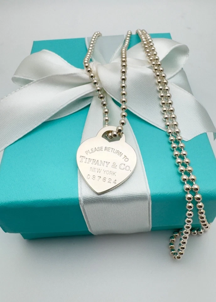 Tiffany & Co Return to Tiffany Heart Charm on Bead Chain Necklace Sterling 925 - Image 2 of 4