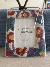 Handmade Beaded Floral Picture Frame 5" X 7" Made In India New