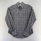Ruehl No.925 Plaid Pearl Snap Shirt Mens Large Gray Long Sleeve Western Cowboy