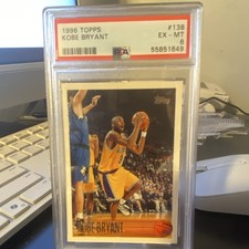 Topps 1996-97 Kobe Bryant #138 PSA 6 EX-MT Los Angeles Lakers Rookie Card. rookie card picture