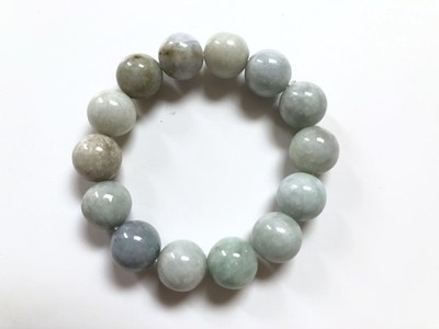 New Natural Light Green Emerald Jade Round Gemstone Beads Bracelet, 14mm/bead 14