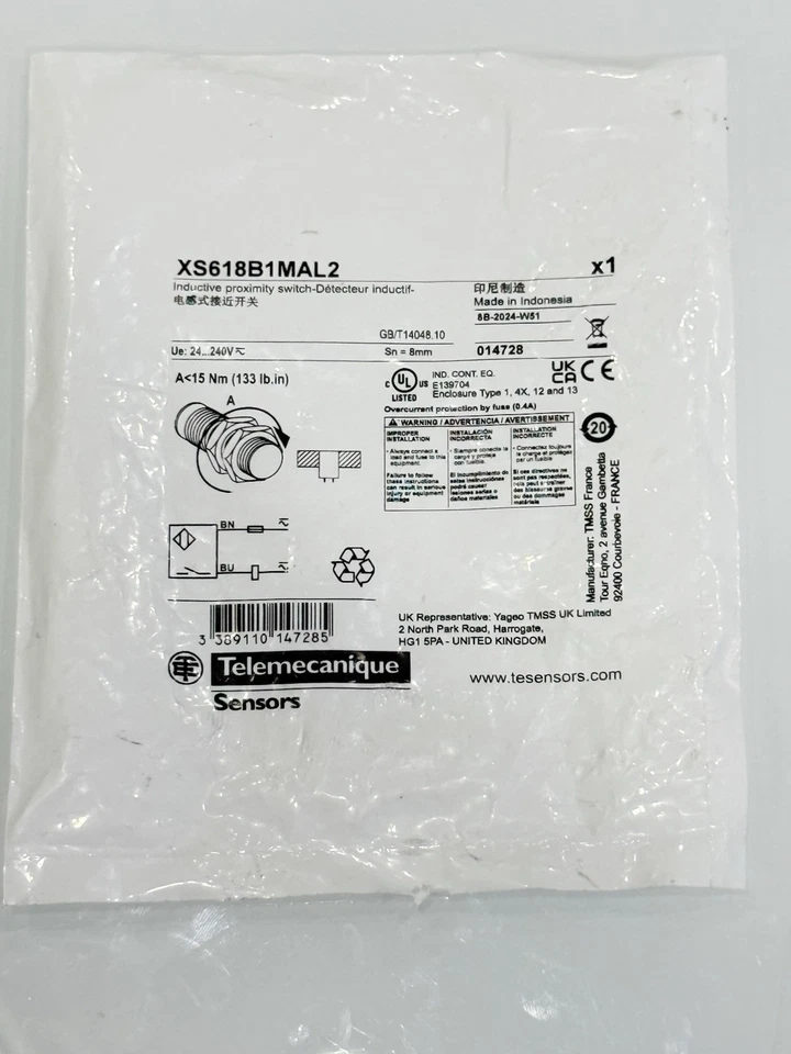 XS618B1MAL2 ORIGINAL TELEMECANIQUE INDUCTIVE SENSOR - Image 2 of 3