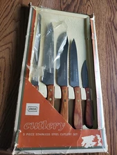 EKCO 5 Piece Stainless Steel Cutlery Set Vanadium Made In USA Vintage New Opened