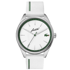 LACOSTE HERITAGE 2011050 WHITE DIAL WHITE SILICONE STRAP 42MM MENS WATCH