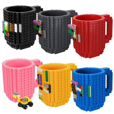 Bausteine Becher 400ml DIY Puzzle Block Kaffeetasse Neuheit Geschenk mit Steinen