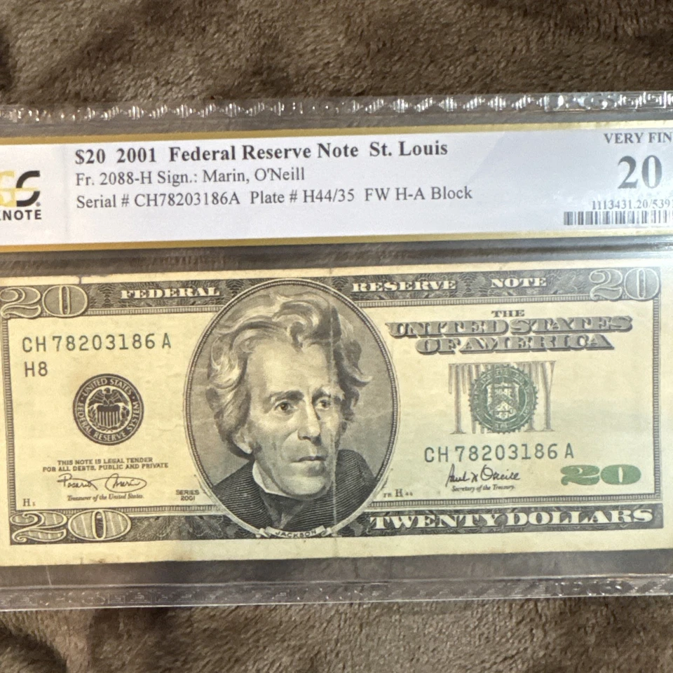 $20 2001 Federal Reserve Note New St. Louis VF20 #78203186 - Image 2 of 3