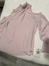 Ivanka Trump The Forest Cold Shoulder Blush Pink Top  Medium