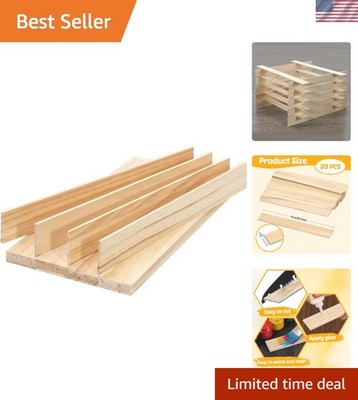 20 Pcs 1/8 x 1.5 x 12 inch Wood Strips Slats Unfinished Pine Wood Trim for Craft