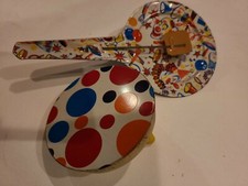 Vintage Circus Clown Clacker  Noisemaker w/ colorful dots Tin Toys