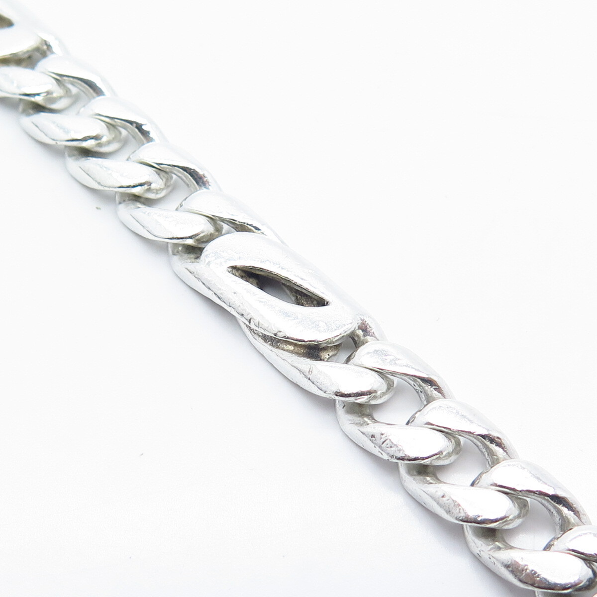 925 Sterling Silver Vintage Mexico Fancy Figaro Link Bracelet 8.75