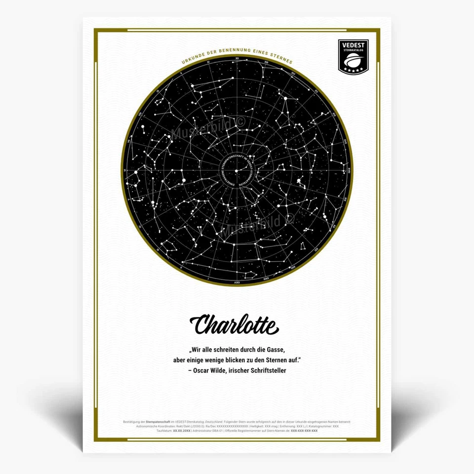 Sterntaufe als besonderes Geschenk kaufen, Stern taufen Sternkarte Sternregister - Bild 1 von 4