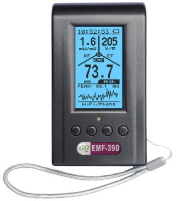 GQ EMF-390 3-in-1 multi-field EMF Meter  w/ Spectrum Analyzer  Data logger 10GHZ