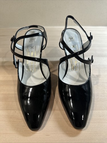 Bruno Magli Womens Black Patent Strip Strap Heels Point Heel Size 7 - Picture 2 of 8