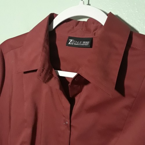 New York & Company Blouse Top size Small, NEW! Fitted Brick Red Career Roll Tab - Picture 3 of 12