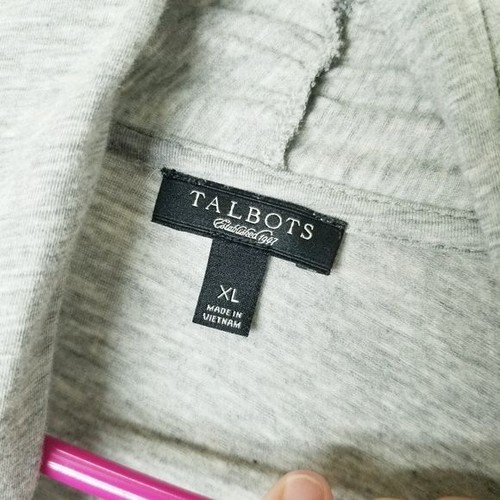 Talbots Womens Light Gray Open Front Cardigan Sweater XL Pima Cotton Blend - Picture 4 of 9
