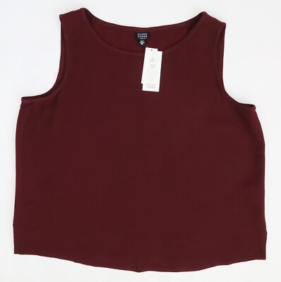 NEW! Eileen Fisher Women Viscose Wool Pique Ballet Shell Tank Russet Size  2X