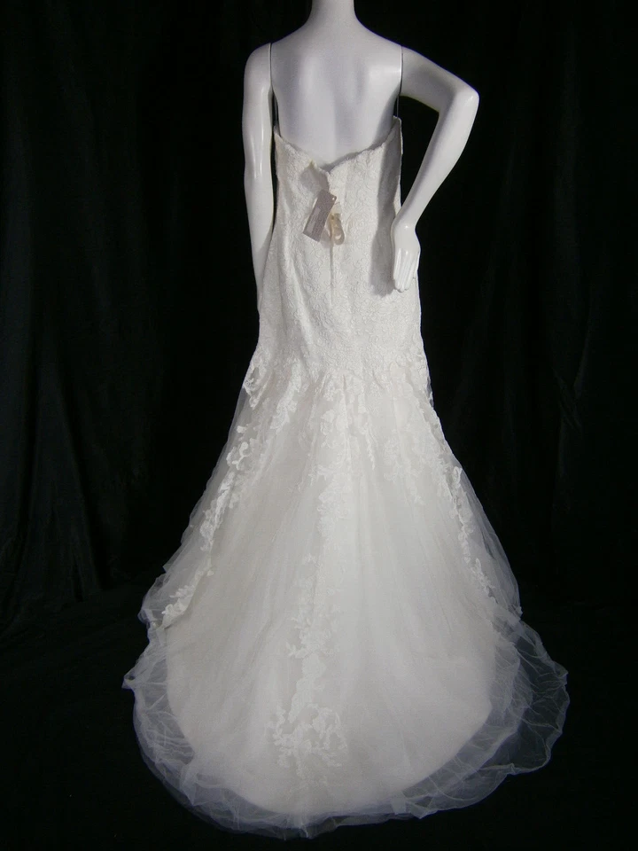 Vestido de novia Season Blanche B3141 12 marfil sin tirantes encaje tul lazo con cuentas Foto 3 de 4