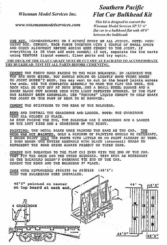 S SCALE SOUTHERN PACIFIC FLAT CAR BULKHEAD ADD-ON KIT WISEMAN MODEL SERVICES - Picture 3 of 3